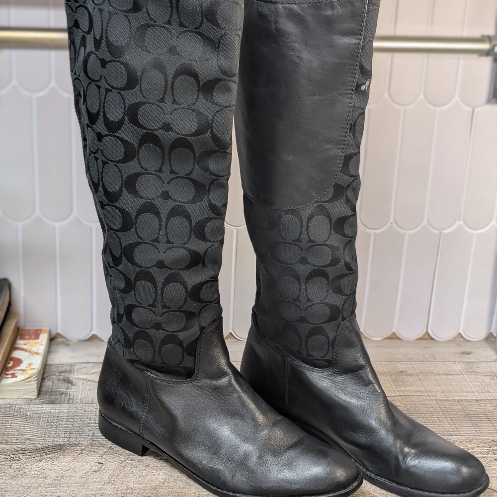 Coach Black Monogram Knee-High Women's Boots